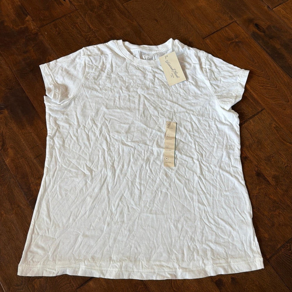 Universal Thread Womens White Short Sleeve Cotton Crewneck T-Shirt Size M NWT
